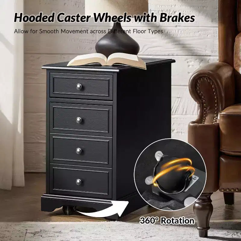 Traditional End Table with Storage and Built-In Outlets|