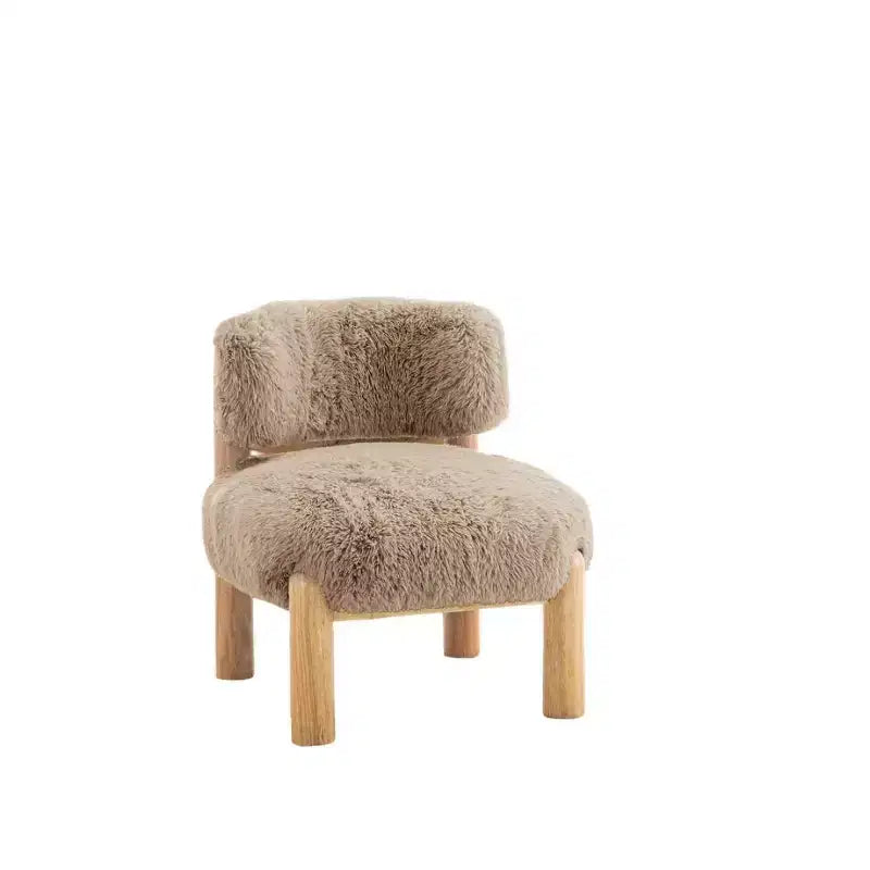 Luxury Plush Faux Fur Upholstery Armless Accent Chair, Elegant Wooden Legs for Living Room, Bedroom, Apartment, or Balcony