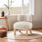 Luxury Plush Faux Fur Upholstery Armless Accent Chair, Elegant Wooden Legs for Living Room, Bedroom, Apartment, or Balcony