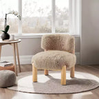 Luxury Plush Faux Fur Upholstery Armless Accent Chair, Elegant Wooden Legs for Living Room, Bedroom, Apartment, or Balcony