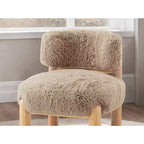 Luxury Plush Faux Fur Upholstery Armless Accent Chair, Elegant Wooden Legs for Living Room, Bedroom, Apartment, or Balcony