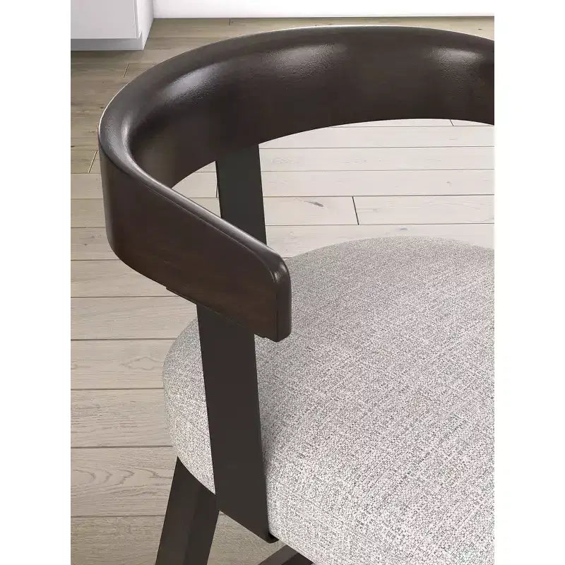 Counter Height Upholstered Swivel Barstools, Grey Seat with Dark Brown Frame