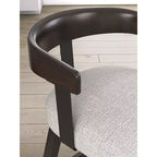 Counter Height Upholstered Swivel Barstools, Grey Seat with Dark Brown Frame