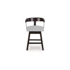 Counter Height Upholstered Swivel Barstools, Grey Seat with Dark Brown Frame