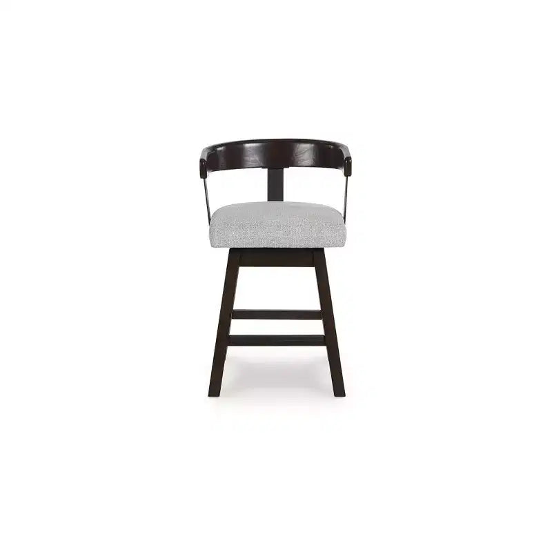 Counter Height Upholstered Swivel Barstools, Grey Seat with Dark Brown Frame