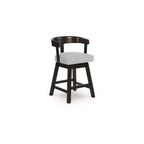 Counter Height Upholstered Swivel Barstools, Grey Seat with Dark Brown Frame