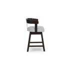 Counter Height Upholstered Swivel Barstools, Grey Seat with Dark Brown Frame
