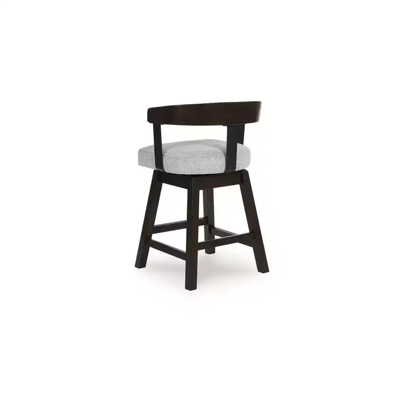 Counter Height Upholstered Swivel Barstools, Grey Seat with Dark Brown Frame