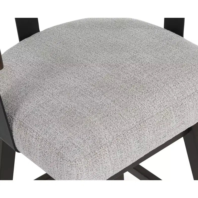 Counter Height Upholstered Swivel Barstools, Grey Seat with Dark Brown Frame