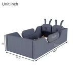 Twin Platform Bed, Kids Floor Upholstered Bed Frame with Rabbit Cushion, Removable Side Rails