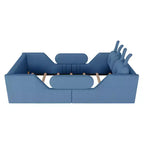 Twin Platform Bed, Kids Floor Upholstered Bed Frame with Rabbit Cushion, Removable Side Rails