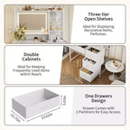 Vanity Desk with Mirror and Lights, 35.4 Makeup Vanity Table with 4 Fabric Drawers & Storage Shelves, Adjustable LED Lights,Vanity Table for Bedroom