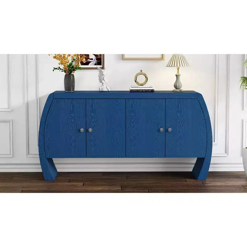 Storage Cabinets, Floor Sideboard with 4 Doors, Buffet Cabinet with Curved Legs, Accent Buffet Sideboard for Living Room