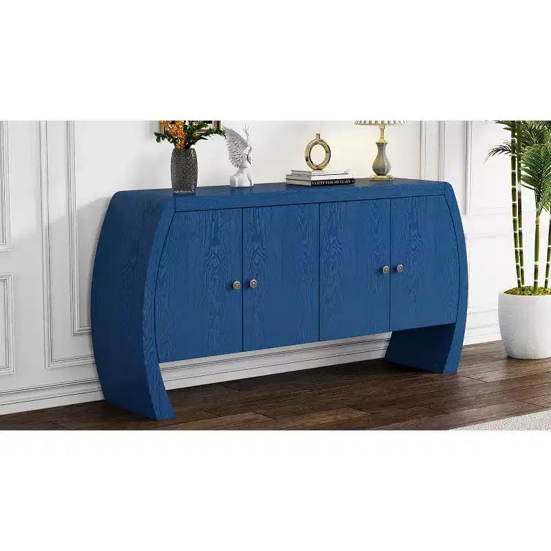 Storage Cabinets, Floor Sideboard with 4 Doors, Buffet Cabinet with Curved Legs, Accent Buffet Sideboard for Living Room