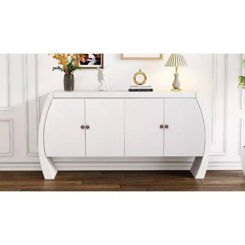 Storage Cabinets, Floor Sideboard with 4 Doors, Buffet Cabinet with Curved Legs, Accent Buffet Sideboard for Living Room