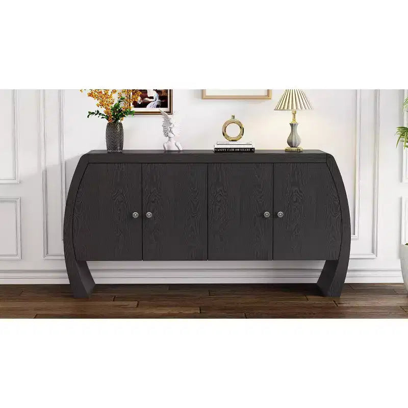 Storage Cabinets, Floor Sideboard with 4 Doors, Buffet Cabinet with Curved Legs, Accent Buffet Sideboard for Living Room