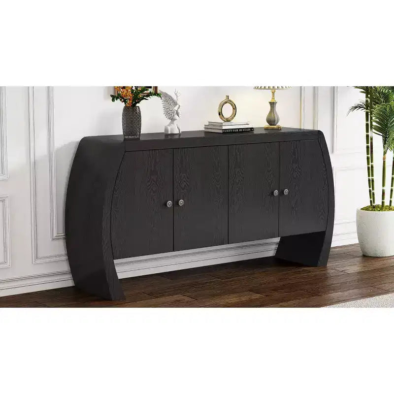Storage Cabinets, Floor Sideboard with 4 Doors, Buffet Cabinet with Curved Legs, Accent Buffet Sideboard for Living Room