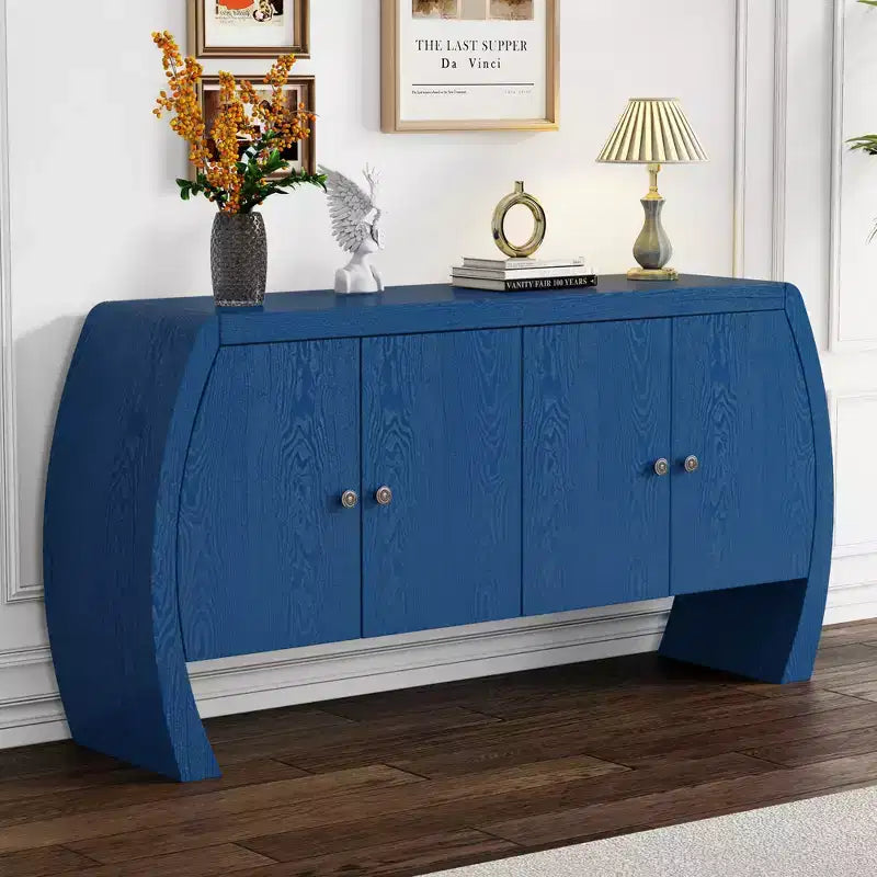 Storage Cabinets, Floor Sideboard with 4 Doors, Buffet Cabinet with Curved Legs, Accent Buffet Sideboard for Living Room