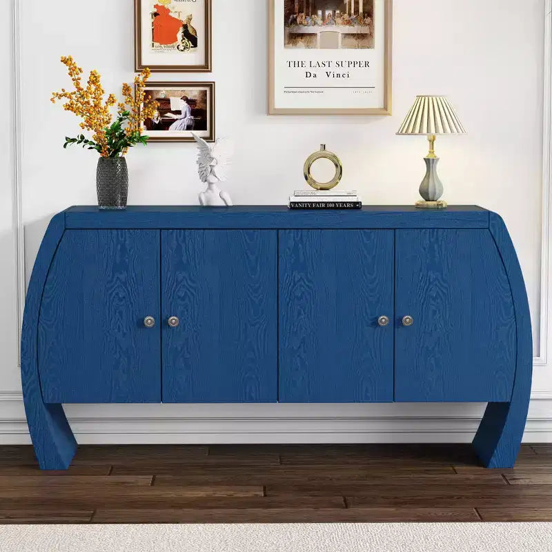 Storage Cabinets, Floor Sideboard with 4 Doors, Buffet Cabinet with Curved Legs, Accent Buffet Sideboard for Living Room