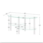 Oval 3-Tier Glass Coffee Table with Oak Legs, Modern Tempered Glass Center Table for Living Room