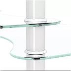 Oval 3-Tier Glass Coffee Table with Oak Legs, Modern Tempered Glass Center Table for Living Room