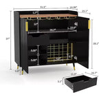 Liquor Cabinet with Wine Racks and Buffet Sideboard, Modern Coffee Bar Cabinet with Fluted Texture and Storage Drawers for Kitchen, Dining Room
