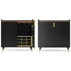 Liquor Cabinet with Wine Racks and Buffet Sideboard, Modern Coffee Bar Cabinet with Fluted Texture and Storage Drawers for Kitchen, Dining Room