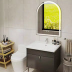 Inch Arched LED Bathroom Mirror with Charging, Anti-fog 3-Color Memory Dimming Dual Light