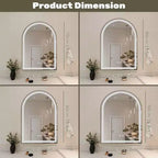 Inch Arched LED Bathroom Mirror with Charging, Anti-fog 3-Color Memory Dimming Dual Light