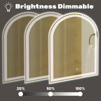 Inch Arched LED Bathroom Mirror with Charging, Anti-fog 3-Color Memory Dimming Dual Light