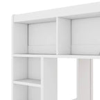 Queen Size Wooden Loft Bed Frame with Storage Cabinets and Shelves