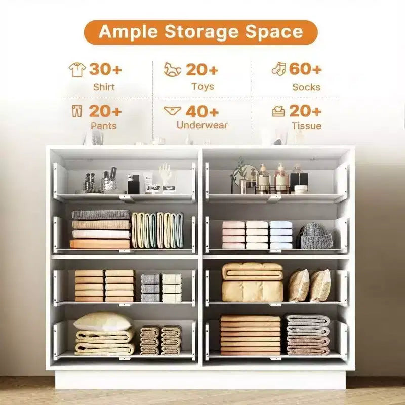 White Dresser for Bedroom with Deep Drawer,47 Modern Large Wood Dresser,8 Chest of Drawers,Living Room,Hallway,Entryway