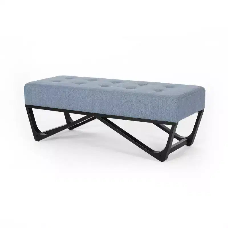 Rectangular Ottoman with Cushion, End of Bed Bench with Stylish Legs, Foot Stool for Living Room, Bedroom, Entryway