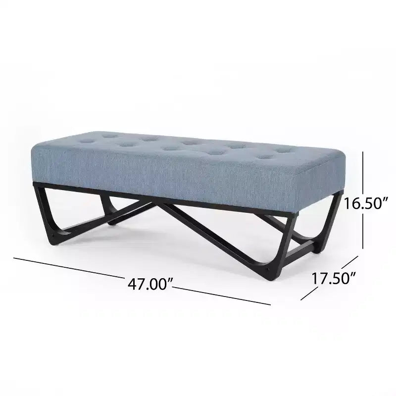 Rectangular Ottoman with Cushion, End of Bed Bench with Stylish Legs, Foot Stool for Living Room, Bedroom, Entryway