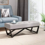 Rectangular Ottoman with Cushion, End of Bed Bench with Stylish Legs, Foot Stool for Living Room, Bedroom, Entryway