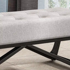 Rectangular Ottoman with Cushion, End of Bed Bench with Stylish Legs, Foot Stool for Living Room, Bedroom, Entryway