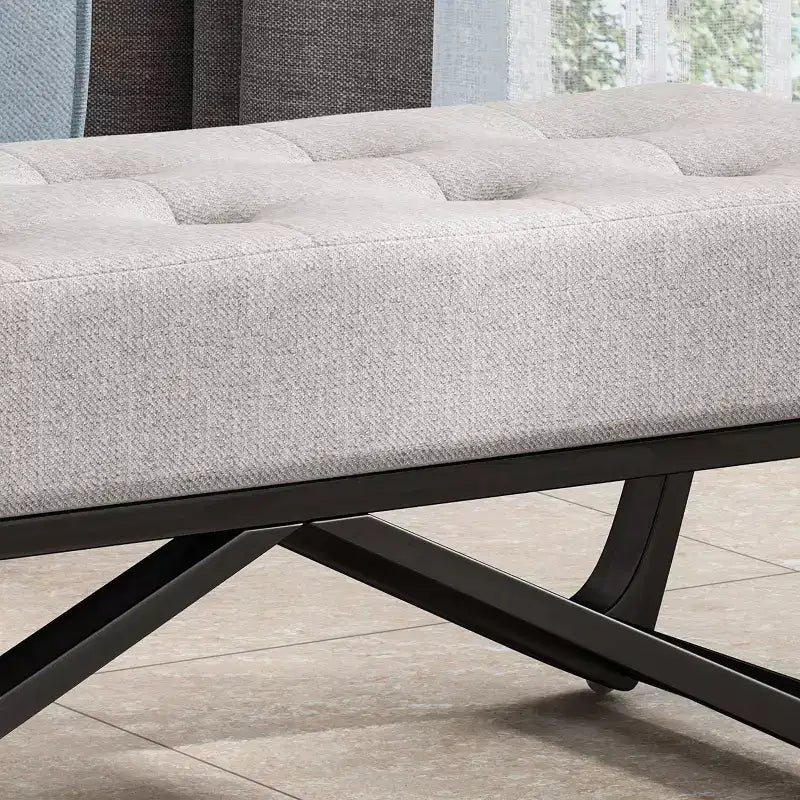 Rectangular Ottoman with Cushion, End of Bed Bench with Stylish Legs, Foot Stool for Living Room, Bedroom, Entryway