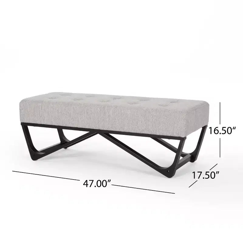 Rectangular Ottoman with Cushion, End of Bed Bench with Stylish Legs, Foot Stool for Living Room, Bedroom, Entryway