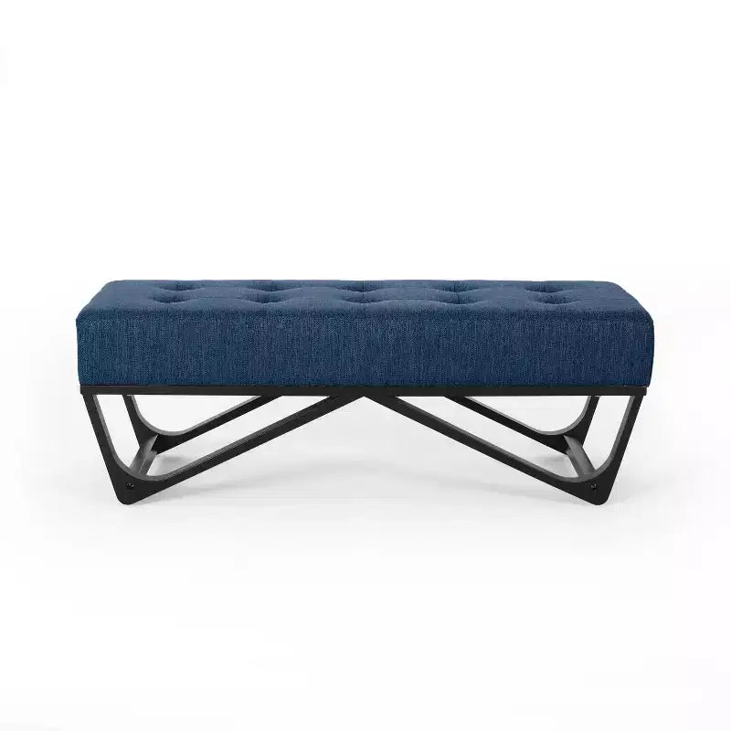 Rectangular Ottoman with Cushion, End of Bed Bench with Stylish Legs, Foot Stool for Living Room, Bedroom, Entryway