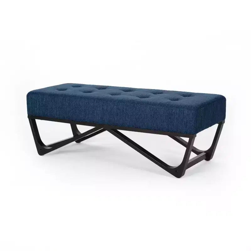 Rectangular Ottoman with Cushion, End of Bed Bench with Stylish Legs, Foot Stool for Living Room, Bedroom, Entryway