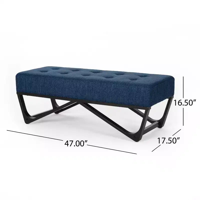 Rectangular Ottoman with Cushion, End of Bed Bench with Stylish Legs, Foot Stool for Living Room, Bedroom, Entryway