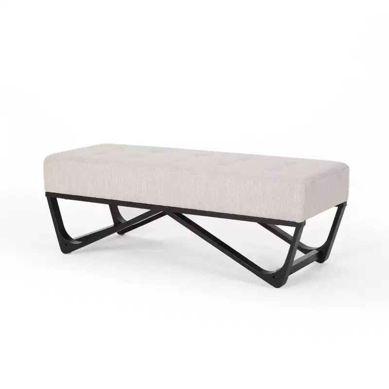 Rectangular Ottoman with Cushion, End of Bed Bench with Stylish Legs, Foot Stool for Living Room, Bedroom, Entryway