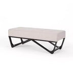 Rectangular Ottoman with Cushion, End of Bed Bench with Stylish Legs, Foot Stool for Living Room, Bedroom, Entryway