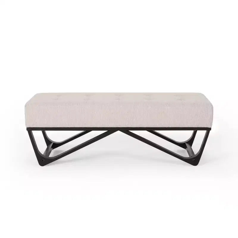 Rectangular Ottoman with Cushion, End of Bed Bench with Stylish Legs, Foot Stool for Living Room, Bedroom, Entryway
