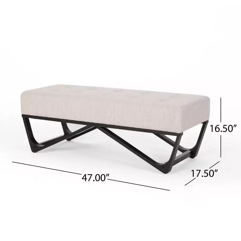 Rectangular Ottoman with Cushion, End of Bed Bench with Stylish Legs, Foot Stool for Living Room, Bedroom, Entryway