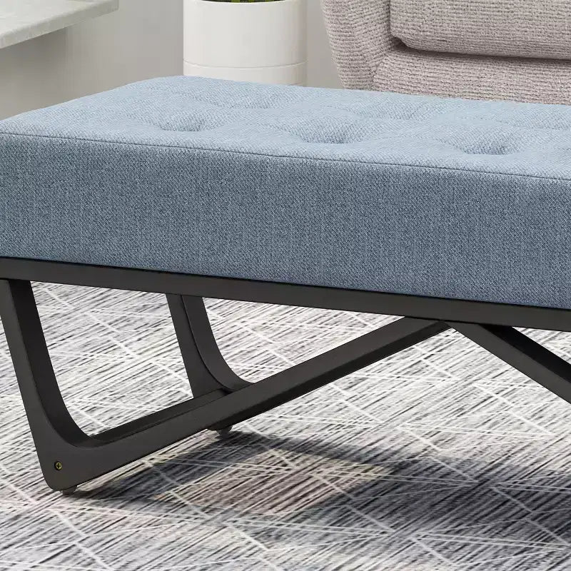Rectangular Ottoman with Cushion, End of Bed Bench with Stylish Legs, Foot Stool for Living Room, Bedroom, Entryway