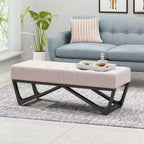 Rectangular Ottoman with Cushion, End of Bed Bench with Stylish Legs, Foot Stool for Living Room, Bedroom, Entryway