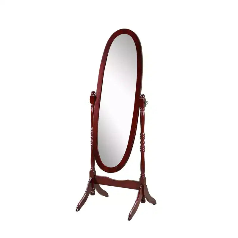 Traditional Full Length Mirror with Stand Oval Cheval Freestanding Mirrors with Wood Frame Tilting Swing Mirror for Bedroom, Living Room