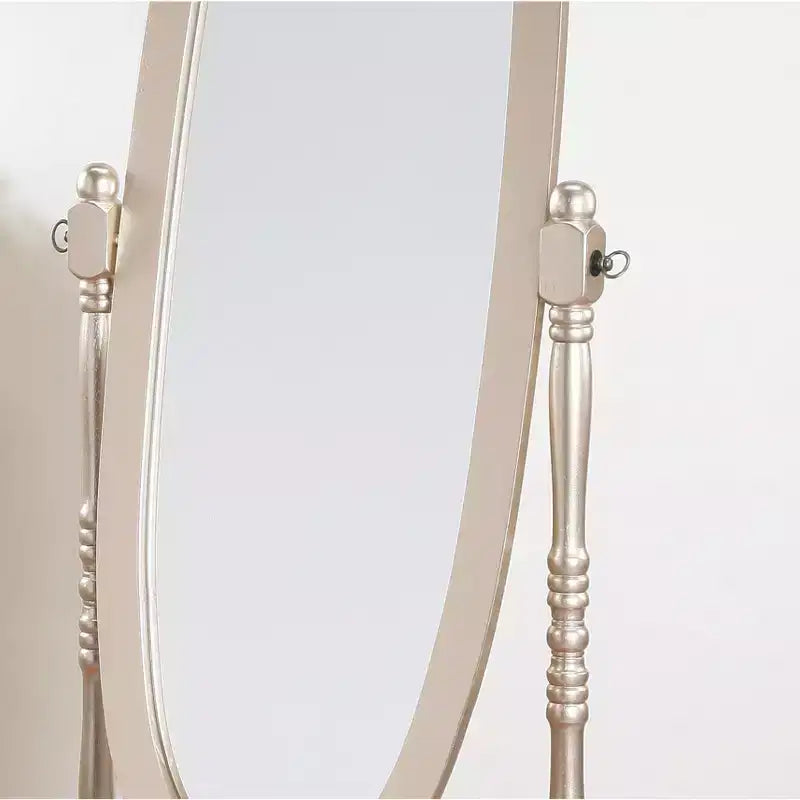 Traditional Full Length Mirror with Stand Oval Cheval Freestanding Mirrors with Wood Frame Tilting Swing Mirror for Bedroom, Living Room