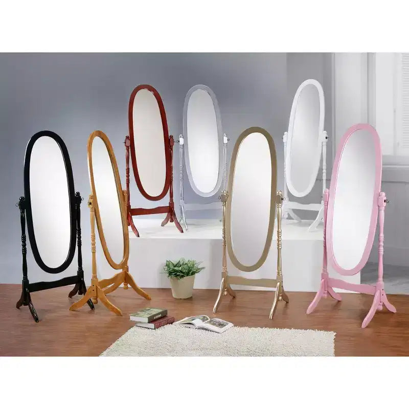 Traditional Full Length Mirror with Stand Oval Cheval Freestanding Mirrors with Wood Frame Tilting Swing Mirror for Bedroom, Living Room